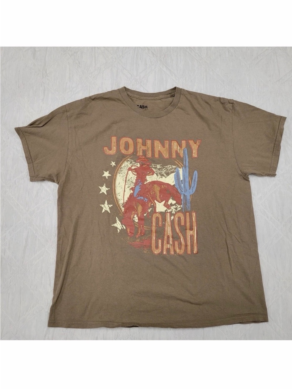 Ash Brown Johnny Cash Graphic Tee with Desert Print